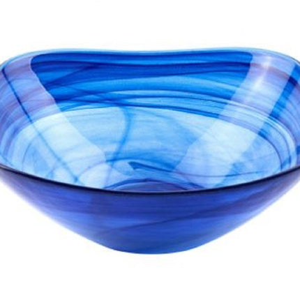 Set Of Two Modern Soft Square Blue Swirl Glass Bowls HomeRoots