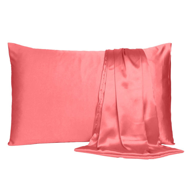 Coral Dreamy Set Of 2 Silky Satin King Pillowcases HomeRoots