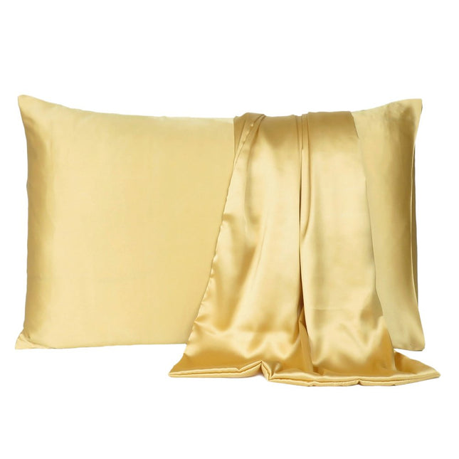 Gold Dreamy Set Of 2 Silky Satin King Pillowcases HomeRoots