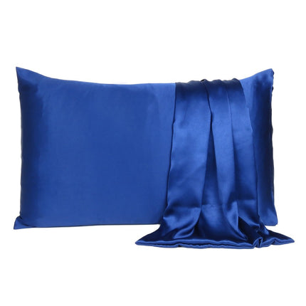 Navy Blue Dreamy Set Of 2 Silky Satin King Pillowcases HomeRoots