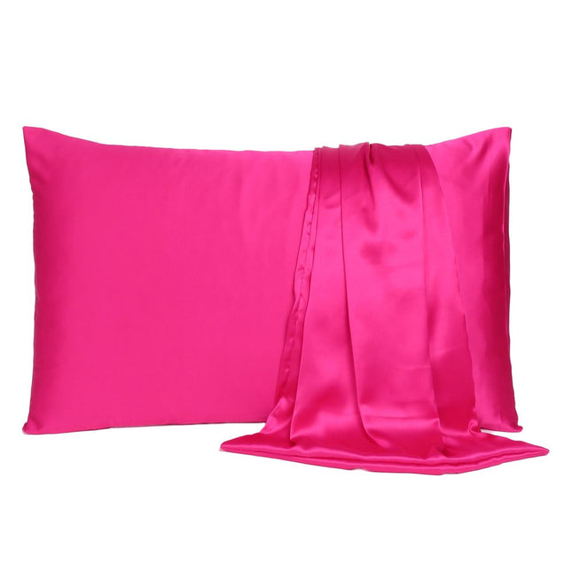 Fuchsia Dreamy Set Of 2 Silky Satin King Pillowcases HomeRoots