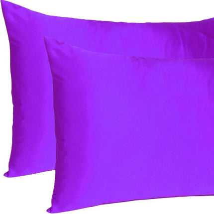 Bright Purple Dreamy Set Of 2 Silky Satin King Pillowcases HomeRoots