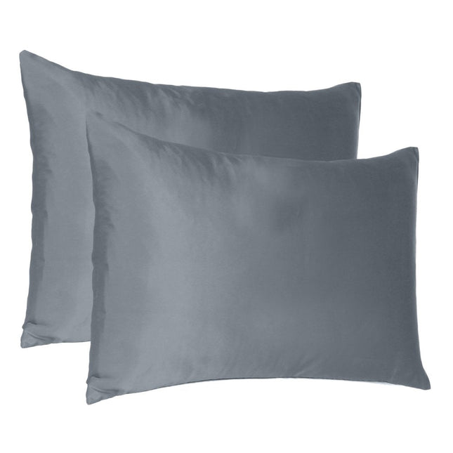 Dark Gray Dreamy Set Of 2 Silky Satin King Pillowcases HomeRoots