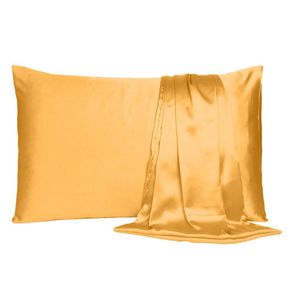 Apricot Dreamy Set Of 2 Silky Satin Standard Pillowcases HomeRoots