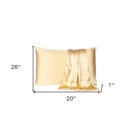 Pale Yellow Dreamy Set Of 2 Silky Satin Standard Pillowcases HomeRoots