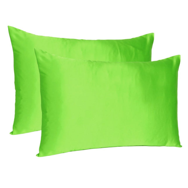 Bright Green Dreamy Set Of 2 Silky Satin Standard Pillowcases HomeRoots