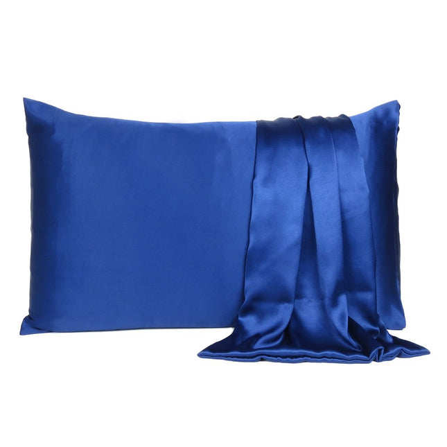 Navy Blue Dreamy Set Of 2 Silky Satin Standard Pillowcases HomeRoots