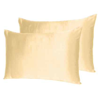 Pale Peach Dreamy Set Of 2 Silky Satin Standard Pillowcases HomeRoots