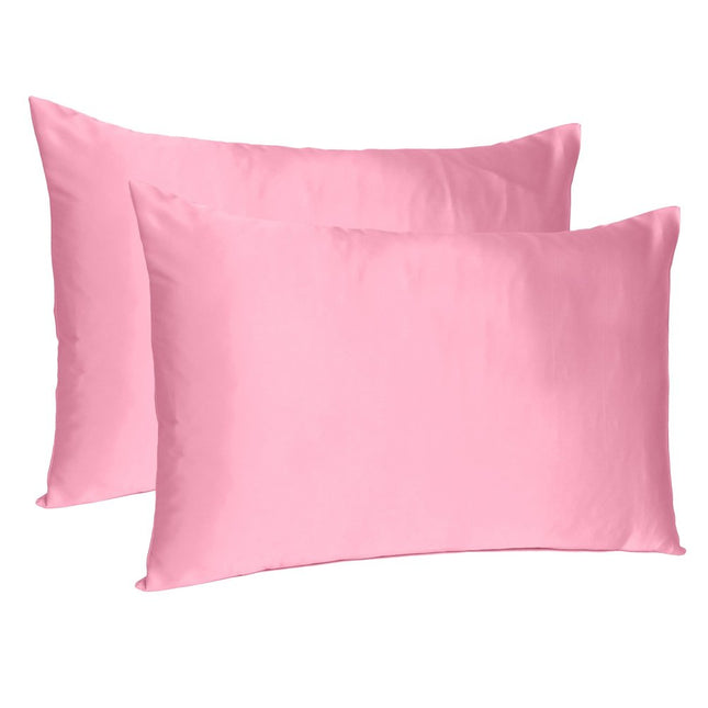Set Of Two Pink Rose Dreamy Silky Satin Standard Pillowcases HomeRoots