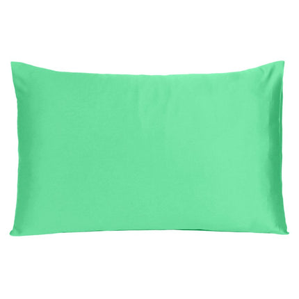 Green Dreamy Set Of 2 Silky Satin Standard Pillowcases HomeRoots