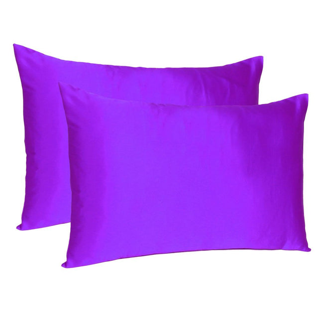 Bright Purple Dreamy Set Of 2 Silky Satin Standard Pillowcases HomeRoots