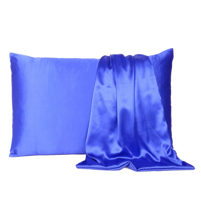 Royal Blue Dreamy Set Of 2 Silky Satin Standard Pillowcases HomeRoots