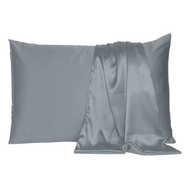 Set Of Two Dark Gray Dreamy Silk Satin Standard Pillowcases HomeRoots