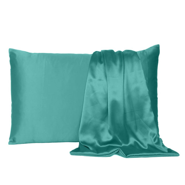 Teal Dreamy Set Of 2 Silky Satin Standard Pillowcases HomeRoots