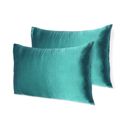Teal Dreamy Set Of 2 Silky Satin Standard Pillowcases HomeRoots