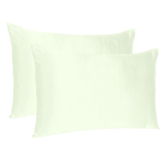 Ivory Dreamy Set Of 2 Silky Satin Standard Pillowcases HomeRoots