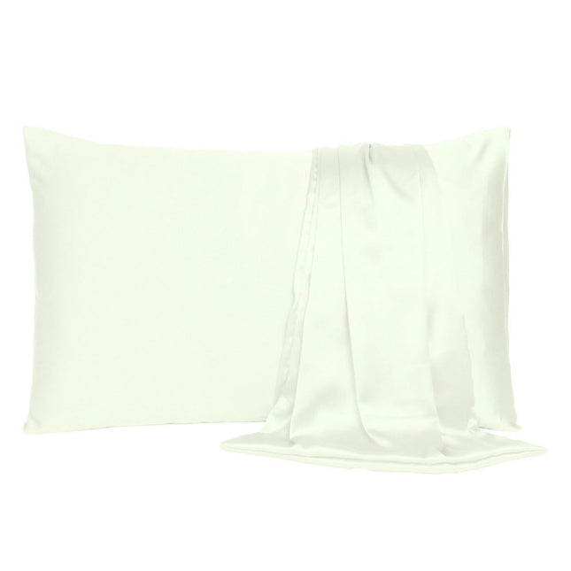 Ivory Dreamy Set Of 2 Silky Satin Standard Pillowcases HomeRoots