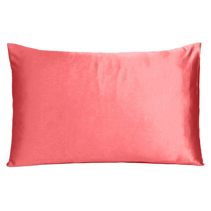 Coral Dreamy Set Of 2 Silky Satin Queen Pillowcases HomeRoots