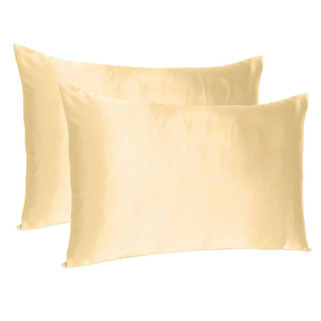 Pale Peach Dreamy Set Of 2 Silky Satin Queen Pillowcases HomeRoots