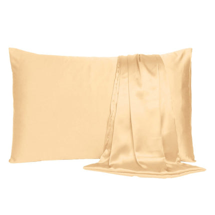 Pale Peach Dreamy Set Of 2 Silky Satin Queen Pillowcases HomeRoots