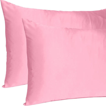 Pink Rose Dreamy Set Of 2 Silky Satin Queen Pillowcases HomeRoots