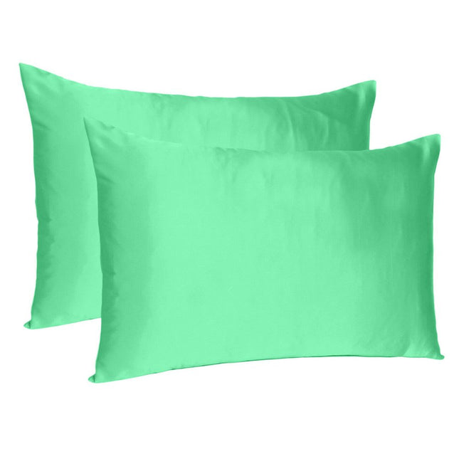 Green Dreamy Set Of 2 Silky Satin Queen Pillowcases HomeRoots