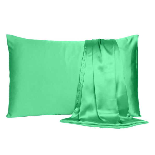 Green Dreamy Set Of 2 Silky Satin Queen Pillowcases HomeRoots
