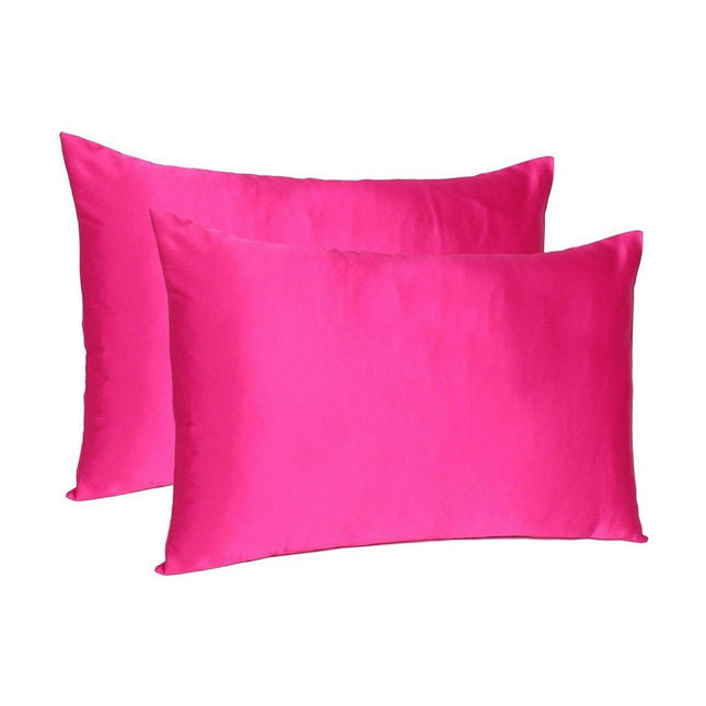 Two Piece Fuchsia Satin And Satin Pillowcases Envelope HomeRoots
