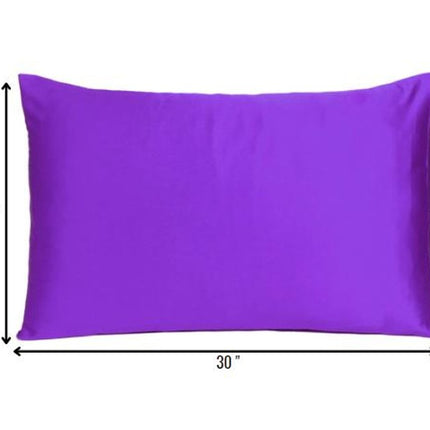 Set of Two Bright Purple Dreamy Silky Satin Queen Pillowcases HomeRoots