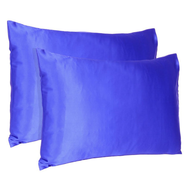 Royal Blue Dreamy Set Of 2 Silky Satin Queen Pillowcases HomeRoots