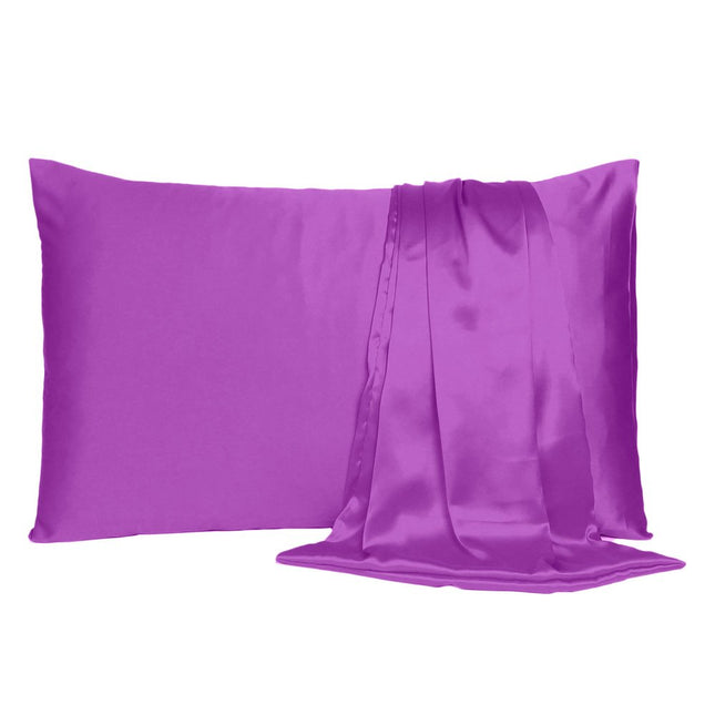 Purple Merlot Dreamy Set Of 2 Silky Satin Queen Pillowcases HomeRoots