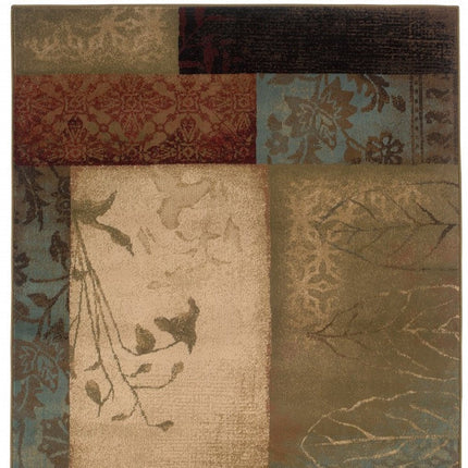 10' X 13' Beige And Brown Floral Block Pattern Area Rug HomeRoots