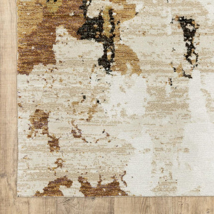 10' X 13' Beige and Black Power Loom Area Rug HomeRoots