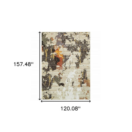 10' X 13' Beige and Black Power Loom Area Rug HomeRoots