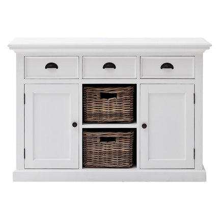 49" White Wood Three Drawer Sideboard with Two Doors HomeRoots