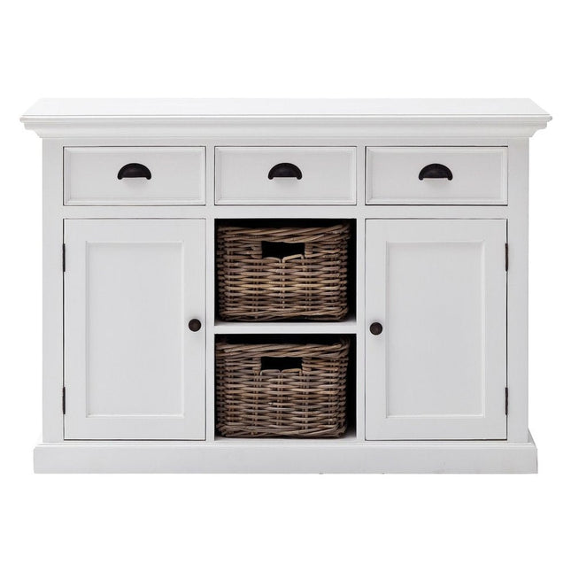 49" White Wood Three Drawer Sideboard with Two Doors HomeRoots