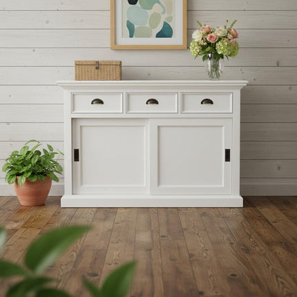 49" White Buffet Server With Sliding Doors HomeRoots