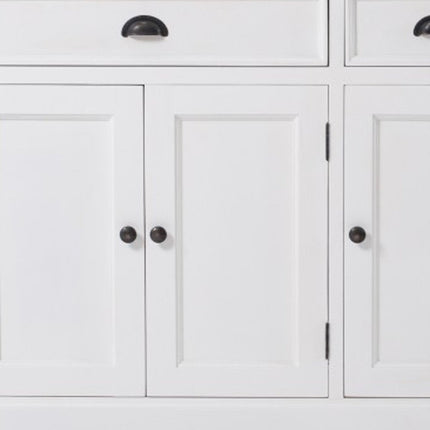 71" White Solid Wood Three Drawer Sideboard with Five Doors HomeRoots
