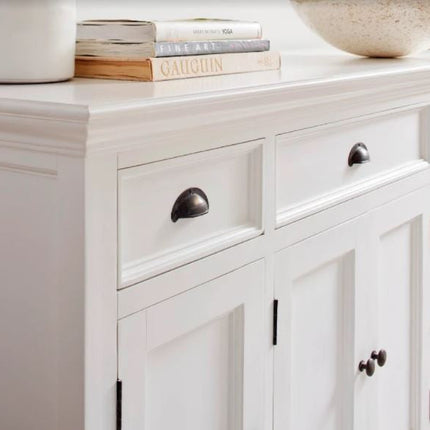 57" White Solid Wood Three Drawer Sideboard HomeRoots