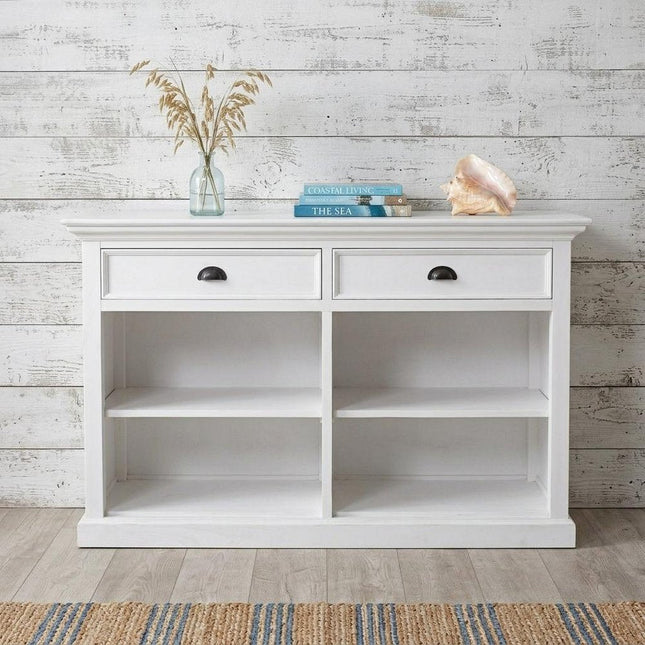 57" White Wood Two Drawer Buffet Table HomeRoots