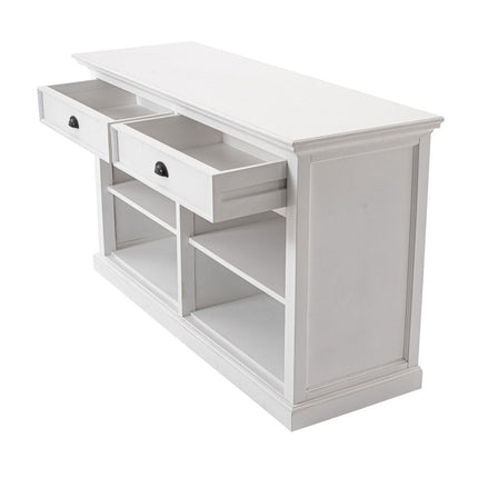 57" White Wood Two Drawer Buffet Table HomeRoots