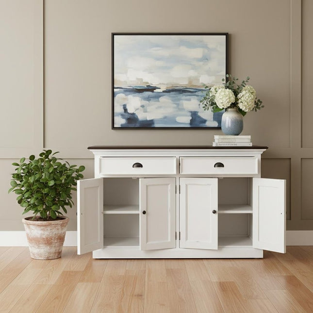 Modern Farmhouse Brown And White Buffet Server HomeRoots