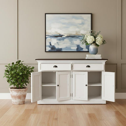 Modern Farmhouse Brown And White Buffet Server HomeRoots