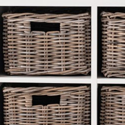 63" Brown And White Distressed Solid Wood Sideboard With Baskets HomeRoots