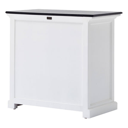 35" White And Black Wood Sideboard with Two Doors HomeRoots