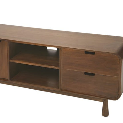50" Brown Solid Wood Enclosed and Open Storage TV Stand HomeRoots