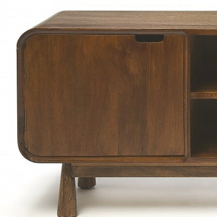 50" Brown Solid Wood Enclosed and Open Storage TV Stand HomeRoots