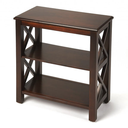 25" Dark Brown Two Tier Standard Bookcase HomeRoots