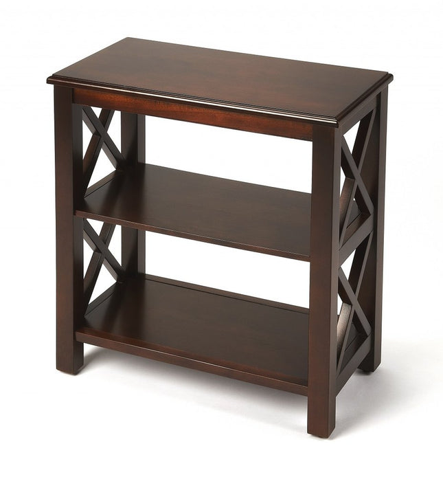 25" Dark Brown Two Tier Standard Bookcase HomeRoots