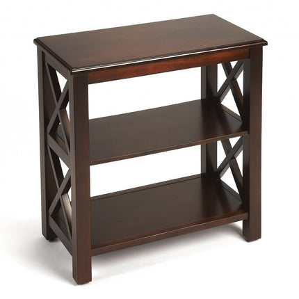 25" Dark Brown Two Tier Standard Bookcase HomeRoots